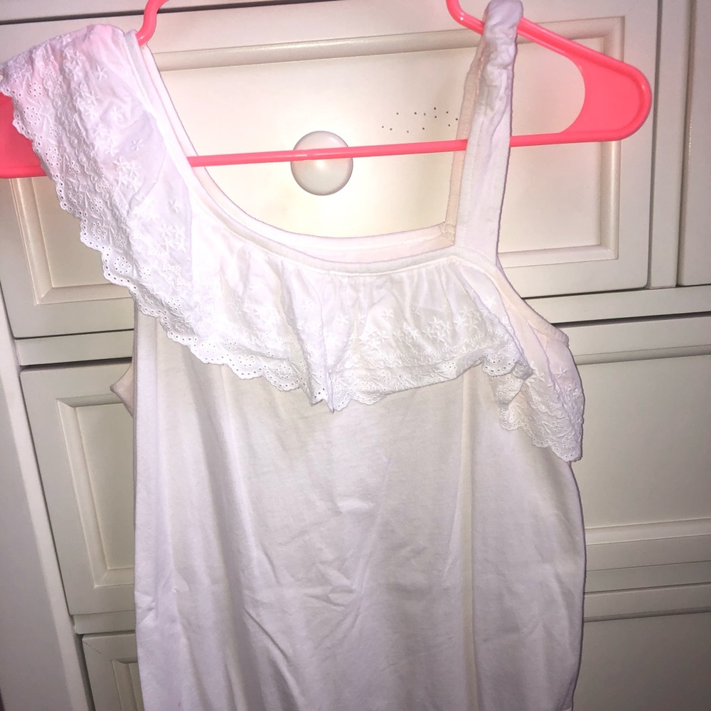White Ruffled Dress Tank (L)